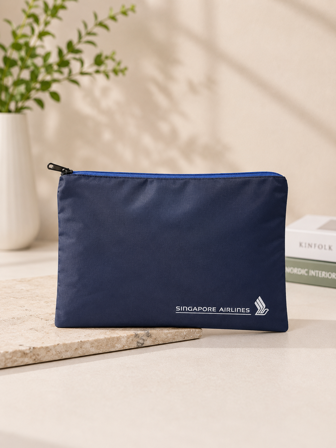 Navy Blue Zipper Pouch